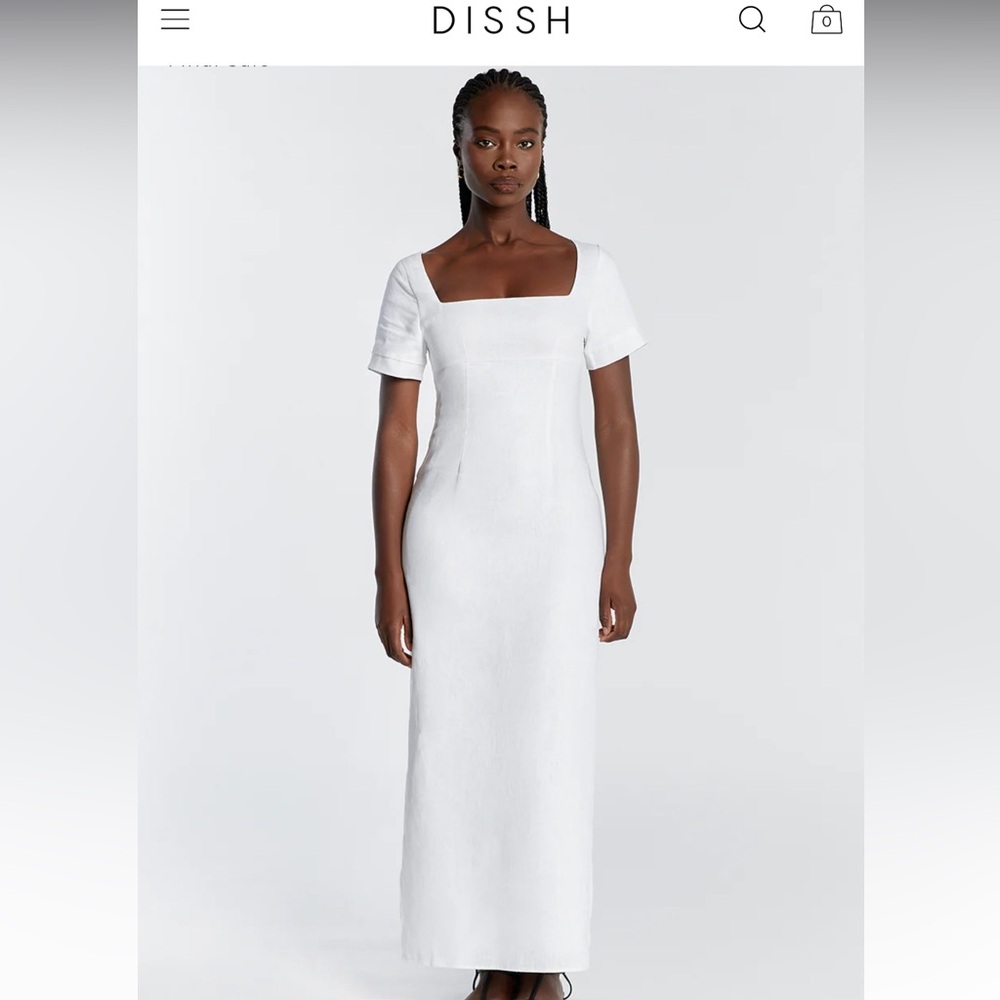 DISSH Jamie White Linen Midi Dress